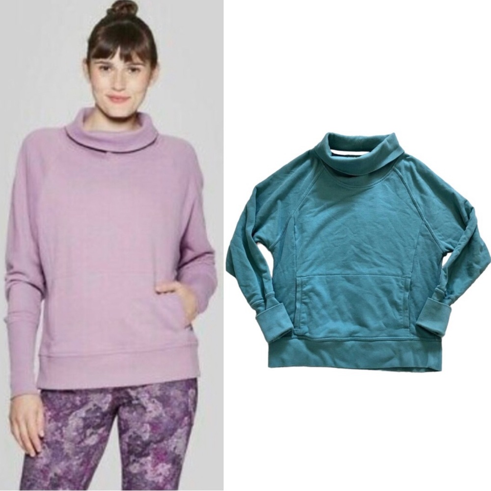 C9 by Champion Women’s Lightweight Cowl Neck Pocket Sweatshirt, Aqua Size XS